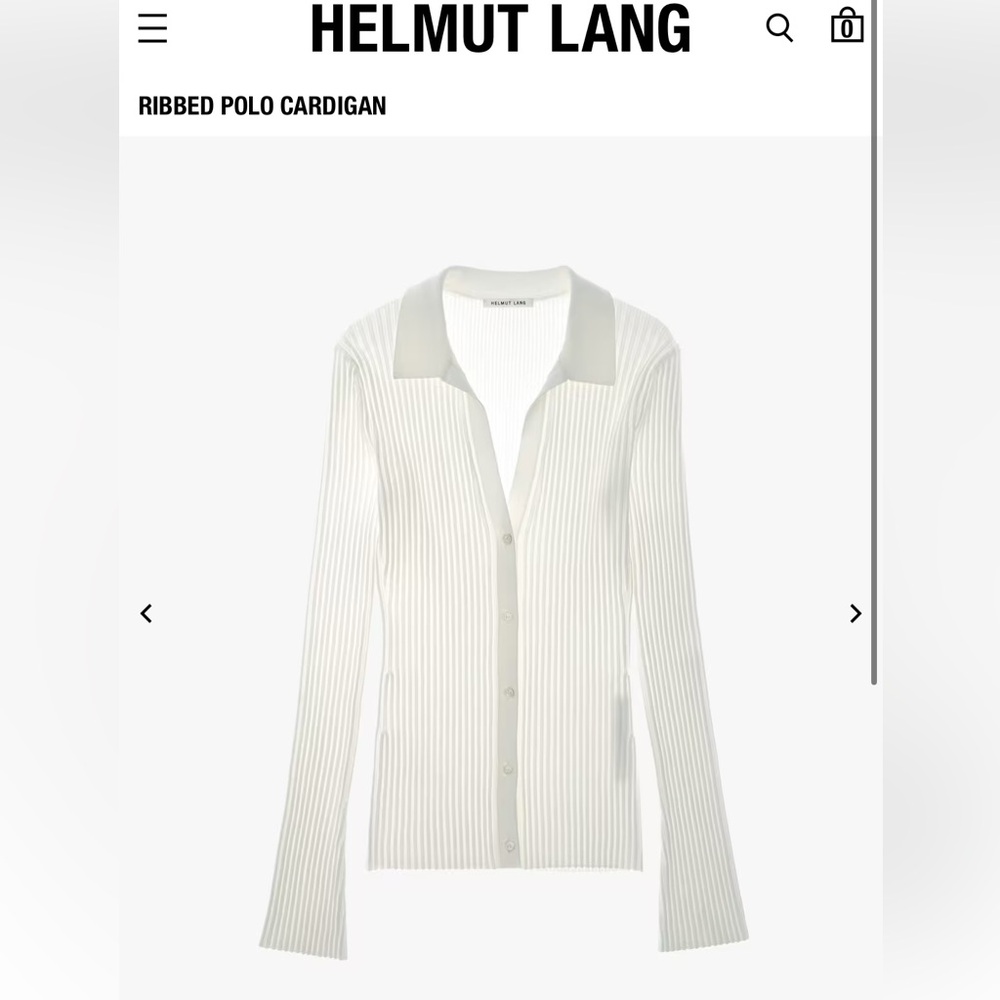 Helmut Lang White Ribbed Button-Front Cardigan